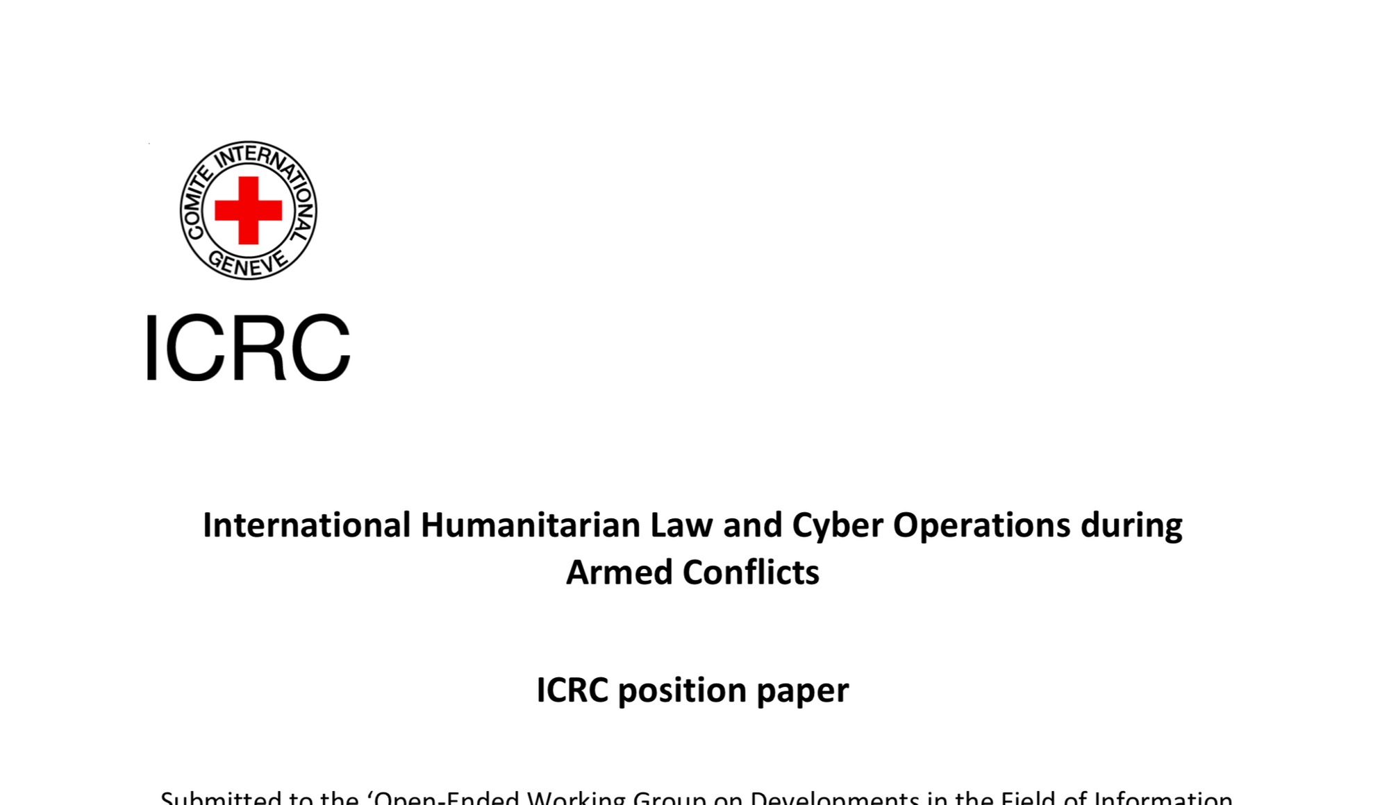 ICRC On Some Basic Rules Of Cyberwarfare